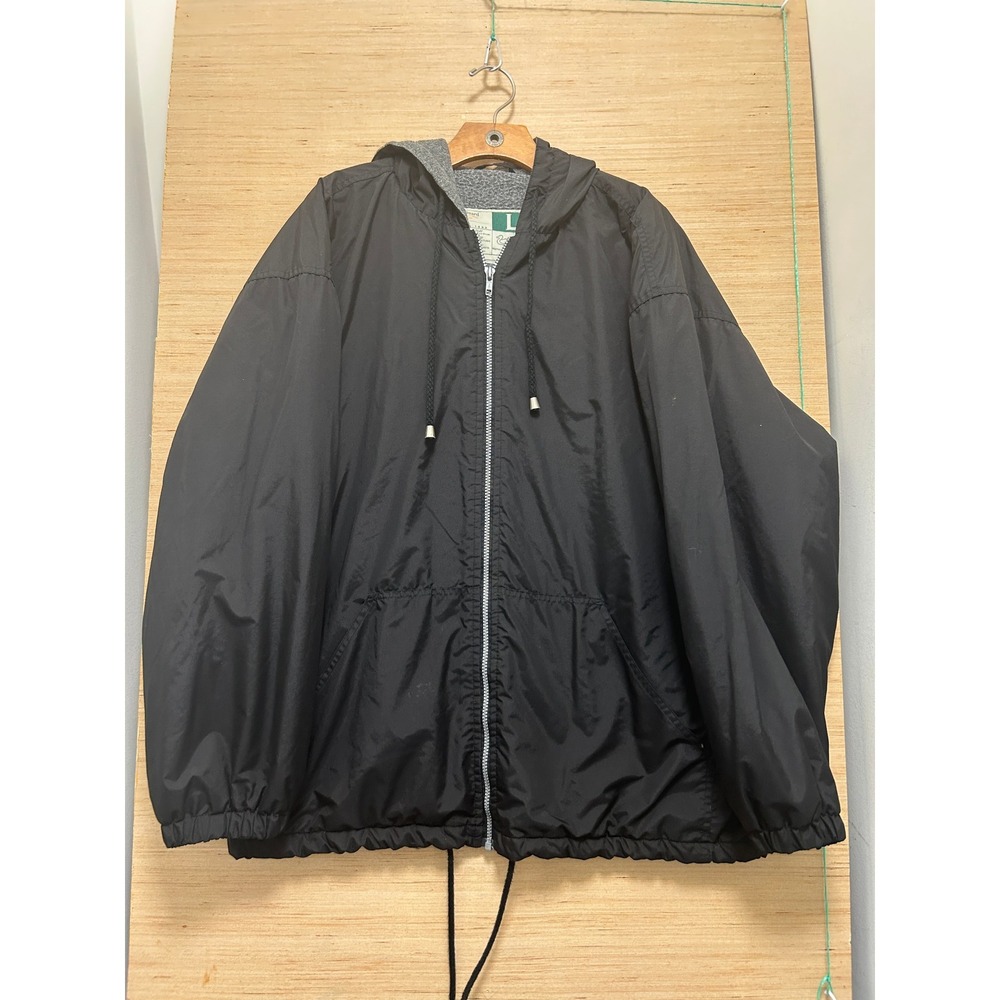 WearGuard Mens Black Fleece Lined Hooded Windbreaker Jacket‎ Style 1492 Large